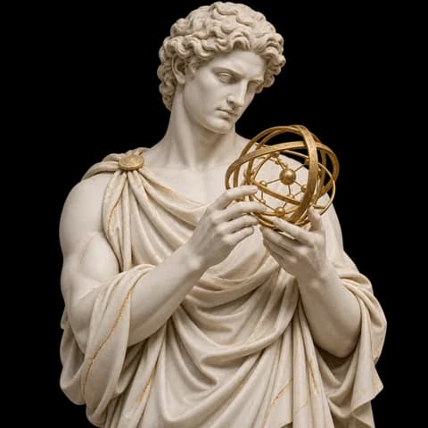 A marble figure studying connected golden nodes, representing custom AI workflows
